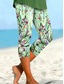 ieftine imprimare florală-Leggings pentru femei Pantaloni Capri Fashion Streetwear Lungi până la gambă Talia înaltă Imprimare grafică florală Respirabil Moale Micro-elastic Exterior Zilnic Verde Vară Primăvară Ajustare