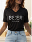 cheap Humor&amp;Quotes tee-Oktoberfest Women&#039;s T Shirt Graphic Letter Vintage Stylish Classic Short Sleeve V Neck Regular Tops Daily Print Black White Yellow Red Blue Summer Spring