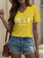 cheap Humor&amp;Quotes tee-Oktoberfest Women&#039;s T Shirt Graphic Letter Vintage Stylish Classic Short Sleeve V Neck Regular Tops Daily Print Black White Yellow Red Blue Summer Spring