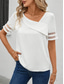 ieftine tricou simplu-Pentru femei Bluză Culoare solidă Stilat Modern Casual Manșon scurt În V Topuri obișnuite Zilnic Plasă Peteci Alb Vară Primăvară