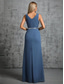 cheap BLUE-Mermaid / Trumpet Quinceanera Dresses Elegant Dress Formal Wedding Floor Length Sleeveless V Neck Chiffon with Slit