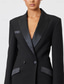 billige Tuxedokjoler-Dame Smokingkjole Linjeform Formell Bryllupsgjest Elegant Langermet Ankellengde Splittet lår Peak Lapel Enkeltkneppet