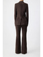 cheap Mom&#039;s Pant Suits-Two Piece Jumpsuit / Pantsuit Faux Suede Mother of the Bride Blazer Set Elegant Vintage Simple V Neck Peak Lapel Stitching Detail Floor Length Stretch Long Sleeve