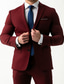 cheap Formal Suits-Men&#039;s Business Suits Burgundy Navy Blue Formal WorkWear Solid Colored Standard Fit 2 Piece Single Breasted Two-buttons
