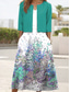 cheap Floral Dress-Women&#039;s Dress Set Midi Dress A Line Dress Party Cocktail Floral Print Half Sleeve V Neck Wedding Guest Daily White Red Green Summer Spring Loose Fit