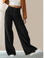 cheap Wide Leg &amp; High Waisted-Women&#039;s Wide Leg Chinos Fashion Casual Full Length High Waist Plain Pocket Comfy Soft Comfortable Micro-elastic Outdoor Street Black Blue Green Coffee Spring Fall Winter Loose Fit