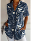 cheap Floral Tops-Women&#039;s Shirt Floral Graphic Vintage Tropical Daily Sleeveless Short Sleeve Shirt Collar Regular Tops Daily Navy Blue Light Blue Summer Spring