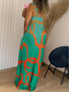 preiswerte Streifen- und geometrische Kleider-Damen Maxikleid Etui-Kleid Unterkleid Urlaub Lässig Boho Outdoor Ausgehen Normale Passform Geometrisch Ärmellos Spaghettiträger Gelb Wein Purpur Grün Sommer