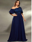 preiswerte Semi-formal / Cocktail-A-Linie Abendkleid Elegantes Kleid Formelle Hochzeit Bodenvoll Kurzarm Eine Schulter Satin mit Falten