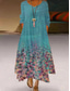 cheap Floral Dress-Women&#039;s Maxi Dress A Line Dress Casual Outdoor Going out Regular Fit Floral Graphic Long Sleeve V Neck Royal Blue Blue Green Khaki Fall