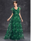 tanie Półformalny / Koktajl-Suknie Quinceanera A-Line Elegancka Suknia Formalna Ślubna Długość do Podłogi Bez Rękawów Dekolt w Kształcie V Chiffon z Kwiatowym Wzorem