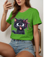 cheap Animals tee-Women&#039;s T Shirt Graphic Animal Cat Vintage Stylish Classic Short Sleeve Crew Neck Round Neck Regular Tops Daily Weekend Print Black White Red Blue Purple Summer Spring