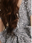 cheap GREY-Mermaid / Trumpet Quinceanera Dresses Elegant Dress Formal Wedding Floor Length Short Sleeve V Neck Polyester with Sequin 2025