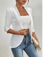 abordables vestes décontractées-Femmes Veste Décontractée Respirant Séchage Rapide Dentelle Occasionnel Bureau / Carrière Sans Col Coupe régulière Manche 3/4 Vêtements d&#039;extérieur Noir Blanche Parme Printemps Automne
