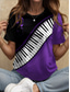 cheap Stripe&amp;Geometric tee-Music Festival Women&#039;s T Shirt Graphic Geometric Vintage Stylish Classic Short Sleeve Crew Neck Round Neck Regular Tops Daily Weekend Print Black+White+Gray Red Blue Purple Green Summer Spring