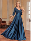 cheap BLACK-A-Line Quinceanera Dresses Elegant Dress Formal Wedding Floor Length Long Sleeve V Neck Polyester with Sequin 2025