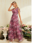 tanie Półformalny / Koktajl-Suknie Quinceanera A-Line Elegancka Suknia Formalna Ślubna Długość do Podłogi Bez Rękawów Dekolt w Kształcie V Chiffon z Kwiatowym Wzorem
