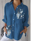 cheap Animals Tops-Women&#039;s Shirt Animal Vintage Tropical Daily Long Sleeve Shirt Collar Regular Tops Daily Holiday Going out Print Black White Blue Summer Spring