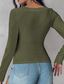 cheap Plain tee-Women&#039;s Shirt Solid Color Stylish Casual Long Sleeve Crew Neck Regular Tops Daily Black Red Green Khaki Gray Summer Spring