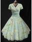 voordelige Bloemenjurken-Dames Halflange jurk Zomerjurk Fit And Flare-jurk Vakantie Feest Casual Bruiloft Feest Bruiloft gast Normale pasvorm Bloemig Grafisch Korte mouw V-hals Zwart Blozend Roze Groen Beige Zomer