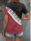 cheap Stripe&amp;Geometric tee-Music Festival Women&#039;s T Shirt Graphic Geometric Vintage Stylish Classic Short Sleeve Crew Neck Round Neck Regular Tops Daily Weekend Print Black+White+Gray Red Blue Purple Green Summer Spring