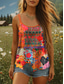 cheap Floral Tank Top-Women&#039;s Camisole Tank Top Graphic Flag Vintage Stylish Casual Sleeveless Scoop Neck Regular Tops Daily Holiday Print Yellow Pink Orange Summer Spring