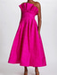 cheap Cocktail Dresses-Moire A-Line Cocktail Dresses Elegant Dress Formal Semi Formal Wedding Tea Length Midi Length Sleeveless Strapless Satin Ruffles with Pockets