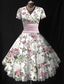 voordelige Bloemenjurken-Dames Halflange jurk Zomerjurk Fit And Flare-jurk Vakantie Feest Casual Bruiloft Feest Bruiloft gast Normale pasvorm Bloemig Grafisch Korte mouw V-hals Zwart Blozend Roze Groen Beige Zomer