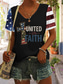 cheap Independence Day Top-Women&#039;s Patriotic  T Shirt Graphic Flag Vintage Stylish Casual Short Sleeve V Neck Regular Tops Daily Print Black White Blue Gray Summer Spring