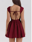 cheap Plain Dress-Women&#039;s Mini Dress Fit And Flare Dress Elegant Party Cocktail Wedding Outdoor Party Regular Fit Solid Color Sleeveless Crew Neck Black White Wine Summer