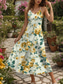 economico Abiti floreali-Per donna Abito maxi Vestito Estivo Abito a trapezio Abito Sottoveste Vacanza Casual Boho Spiaggia Vestibilità regolare Floreale Grafico Senza Maniche Scollo a V Giallo Rosso Blu Viola Estate
