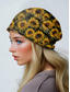 Недорогие Женские шляпы-женская шапка-бини с принтом подсолнухов, легкая повседневная шапка из эластичного полиэстера, мягкий и дышащий головной убор, можно использовать как шейный платок, подходит для повседневной носки, активного отдыха и путешествий