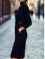 abordables Boda Casual / Durante el Día-Vestidos de Cóctel en Columna Negros Elegante Formal Invitados de Boda Longitud de Té Manga Larga Cuello de Camisa Cinturón  Cinta Crepé Elástico con Hendidura