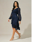 baratos Vestidos para o trabalho-Mulheres Minivestido Vestido antigo Vestido casual Vintage Casual Formal Formal Natal Festa Normal Manga Longa Decote V Azul Outono Inverno