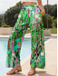 cheap Wide Leg &amp; High Waisted-Women&#039;s Wide Leg Chinos Baggy Pants Vacation Vintage Fashion Full Length High Waist Graphic Abstract Printing Breathable Soft Micro-elastic Formal Outdoor Vacation carmine Robin&#039;s Egg Blue Yellow