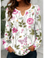 abordables T-shirt Boho-Femmes T-shirt Fleuri Graphique Plantes ancien Élégant Classique manche longue Col en V Encolure en V Hauts Réguliers Quotidien Imprimé Kaki Rose Bleu clair Printemps Automne