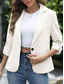 cheap Blazers &amp; Suits-Women&#039;s Blazer Comfortable Breathable Pocket Casual Plain Office Street Casual Daily Wear Single Breasted Regular Turndown Regular Fit Long Sleeve Outerwear Black White Red Spring Fall