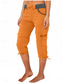 cheap Pants-Women&#039;s Cargo Pants Vacation Fashion Streetwear Calf-Length High Waist Plain Pocket Comfy Soft Comfortable Micro-elastic Outdoor Street Yellow-Brown Black White Orange Summer Regular Fit