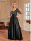 cheap BLACK-A-Line Quinceanera Dresses Elegant Dress Formal Wedding Floor Length Long Sleeve V Neck Polyester with Sequin 2025