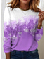 abordables Camiseta floral-Sudadera de mujer con estampado de copos de nieve de invierno, manga larga, cuello redondo, azul degradado, informal, cómoda, ajuste regular, temporada festiva, top acogedor