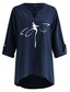 economico Camicie-Per donna Camicie di cotone e lino Libellula Essenziale Casual Manica Lunga Scollo a V Top Regolari Quotidiano Stampato Nero Blu marino Azzurro cielo Estate Autunno