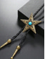 voordelige Heren dassen en vlinderdassen-Western bolo-stropdas voor heren met turquoise middenstuk, antiek brons of zilverkleurig metaal, verstelbaar gevlochten leren koord, vintage cowboy-rodeo-halsdoek voor countryconcerten, bruiloften en dagelijks gebruik