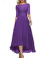 billige Gulvlengde-A-Linje Brudens Mor Klær Formell Bryllupsgjest Elegant Crew Neck Gulvlengde Chiffon Halv Erme med Ensfarget