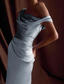 cheap BLUE-Blue Mermaid / Trumpet Evening Gown Elegant Dress Formal Semi Formal Wedding Floor Length Sleeveless One Shoulder Off Shoulder Satin with Drapes 2025