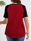 cheap Plus Size T Shirts-Women&#039;s Plus Size Tops T Shirt Solid Color Patchwork Short Sleeve V Neck Casual Daily Polyester Summer Spring Red Blue