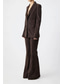 cheap Mom&#039;s Pant Suits-Two Piece Jumpsuit / Pantsuit Faux Suede Mother of the Bride Blazer Set Elegant Vintage Simple V Neck Peak Lapel Stitching Detail Floor Length Stretch Long Sleeve