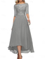 billige Gulvlengde-A-Linje Brudens Mor Klær Formell Bryllupsgjest Elegant Crew Neck Gulvlengde Chiffon Halv Erme med Ensfarget