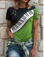 cheap Stripe&amp;Geometric tee-Music Festival Women&#039;s T Shirt Graphic Geometric Vintage Stylish Classic Short Sleeve Crew Neck Round Neck Regular Tops Daily Weekend Print Black+White+Gray Red Blue Purple Green Summer Spring