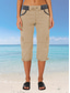 cheap Pants-Women&#039;s Cargo Pants Vacation Fashion Streetwear Calf-Length High Waist Plain Pocket Comfy Soft Comfortable Micro-elastic Outdoor Street Yellow-Brown Black White Orange Summer Regular Fit