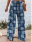 cheap Wide Leg &amp; High Waisted-Women&#039;s Wide Leg Chinos Vacation Vintage Ethnic Style Long High Waist Graphic Plaid Checkered Pocket Elastic Waistband Comfy Soft Comfortable Micro-elastic Outdoor Street Blue Orange Summer Spring